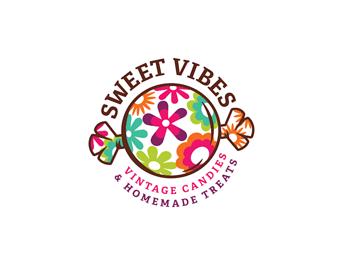 Gig Preview - Design retro fun flowers candy logo