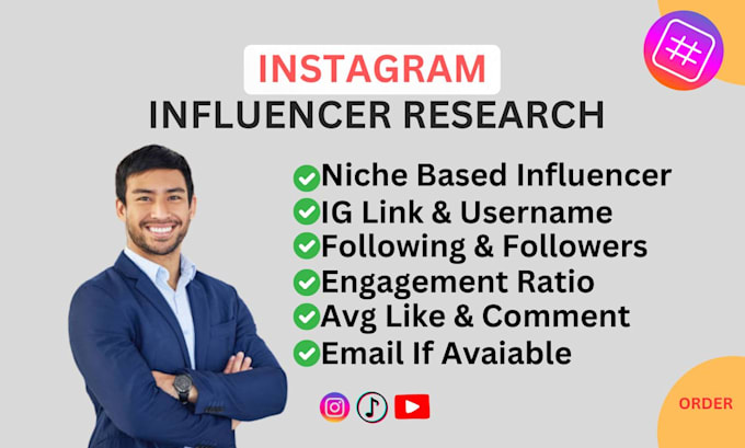 Gig Preview - Find instagram influencer research, influencer list,  and influencer outreach