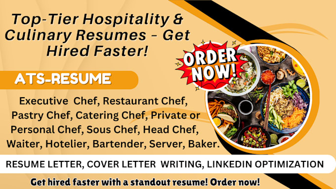 Gig Preview - Craft a top tier resume for chefs hospitality and culinary professionals