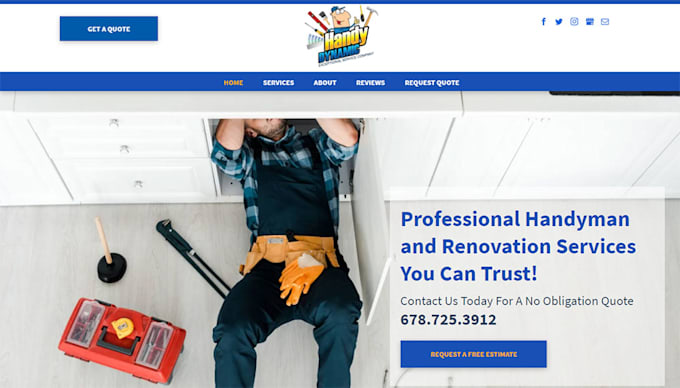 Gig Preview - Build handyman website painting plumbing website cleaning construction website