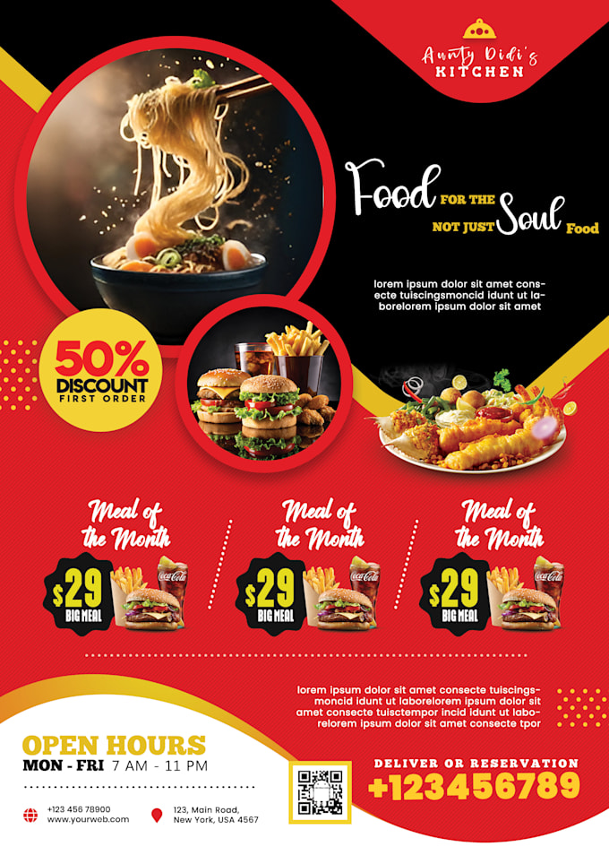 Gig Preview - Eye catching restaurant flyers  custom design for your business