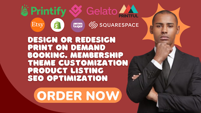 Gig Preview - Redesign shopify squarespace printify gelato printful etsy print on demand SEO