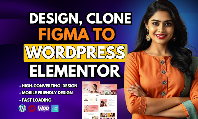 Gig Preview - Design, clone, convert figma to elementor wordpress website using elementor pro