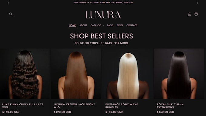 Gig Preview - Hair extension shopify store, hair extension store hair extension website