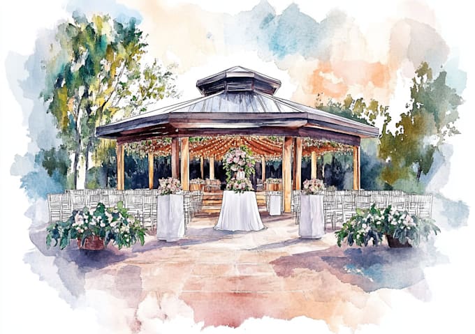 Bestseller - illustrate your wedding venue in watercolor realistically