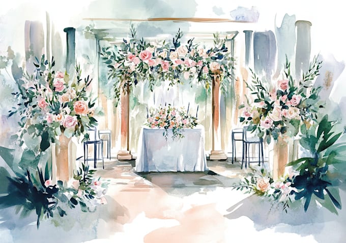 Gig Preview - Illustrate your wedding venue in watercolor realistically