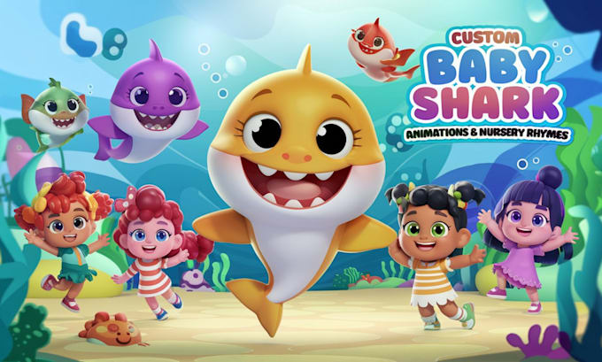 Gig Preview - Make custom kids baby shark animation, nursery rhymes and learning videos