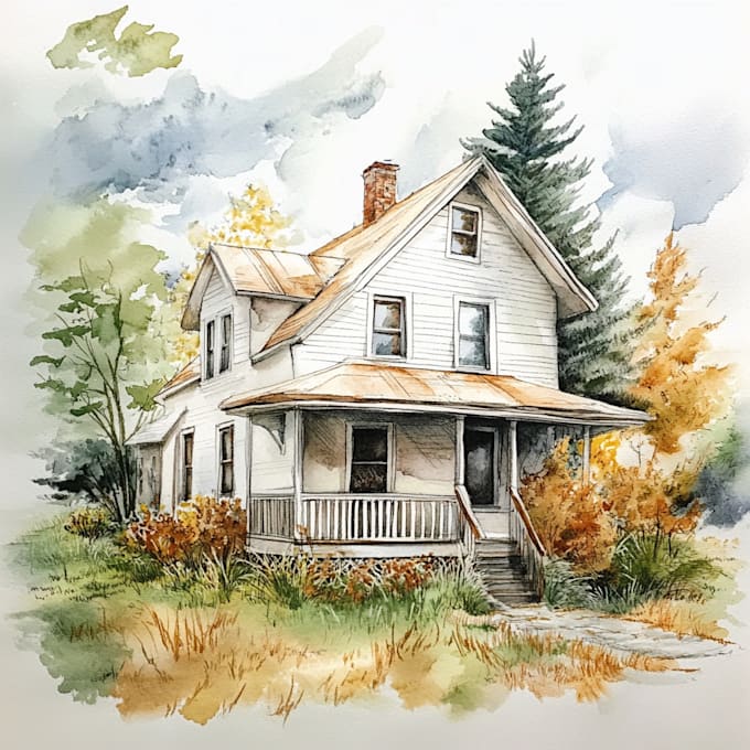 Gig Preview - Sketch house, building or landscape in my watercolor style