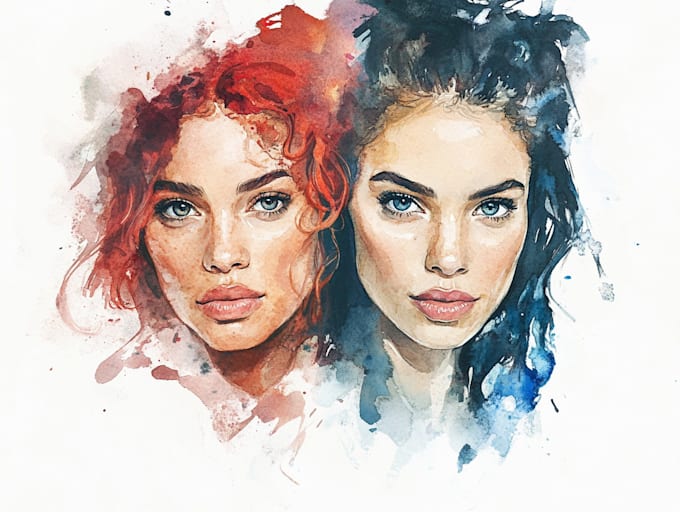 Gig Preview - Create high end watercolor portrait illustration in my style