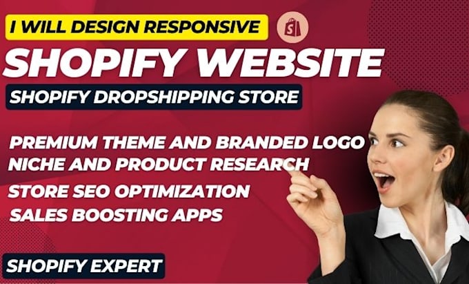 Gig Preview - Build shopify website, shopify store, shopify dropshipping store, shopify design