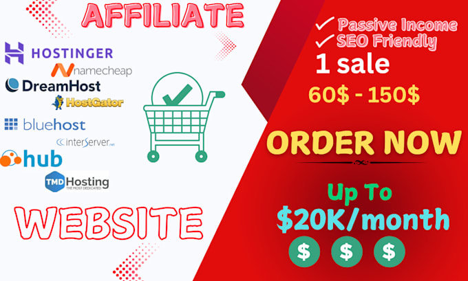 Gig Preview - Professional hosting affiliate website for passive income