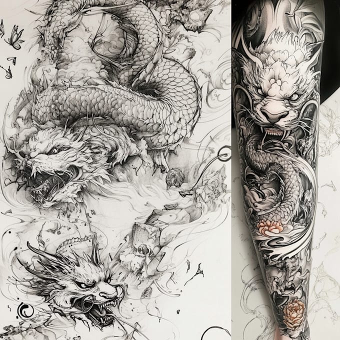 Gig Preview - Create custom tattoo design, tattoo sleeve