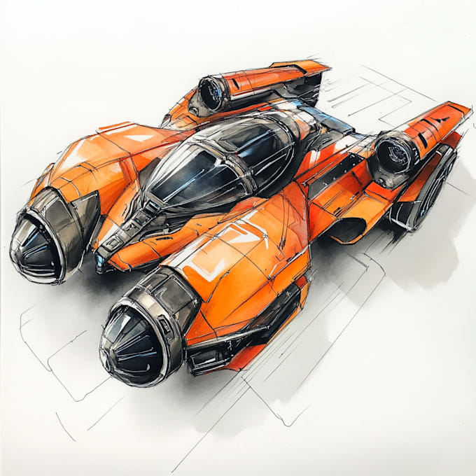 Gig Preview - Draw sci fi vehicle design and spaceship concept art