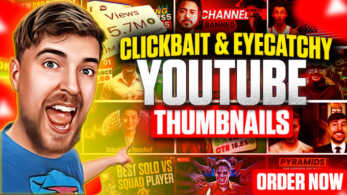 Gig Preview - Create eye catchy and clickbait  unique thumbnail design