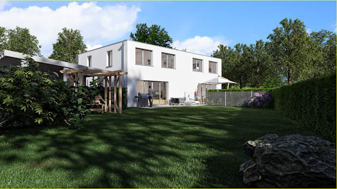 Gig Preview - Amazing exterior garden, backyard design, car park space, terrace, v ray render