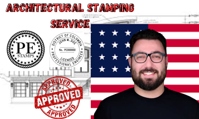 Gig Preview - Do architectural plan mep stamp, pe stamp, and seal for USA city permit