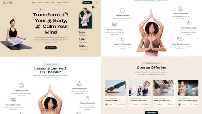 Gig Preview - Design yoga, meditation, workout website for wordpress or wix