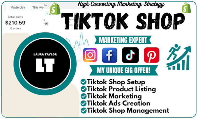 Gig Preview - Setup manage tiktok shop, tiktok shop ads shopify marketing tiktok dropshipping