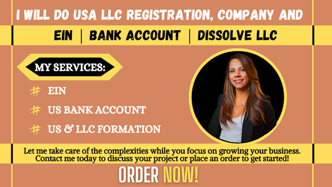 Gig Preview - Do USA llc registration, company and bank account llc, ein number, dissolve llc