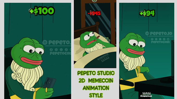 Gig Preview - Do 2d memecoin animation pepe style 2d memecoin video crypto meme solana meme