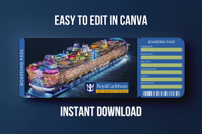 Gig Preview - Provide editable royal caribbean boarding pass template