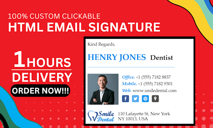 Bestseller - design clickable HTML email signature for gmail, outlook etc