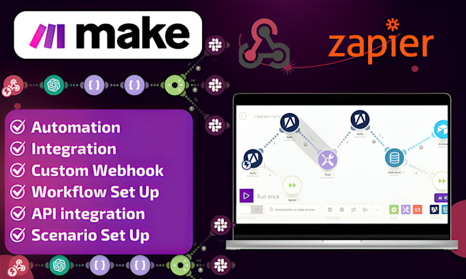 Gig Preview - Set up make com workflow automation, fix make scenario workflow, make integromat