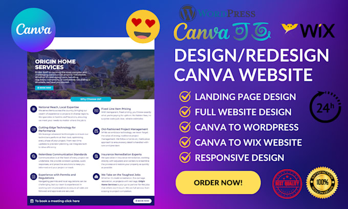 Gig Preview - Design canva website template canva website to wordpress canva landing page wix