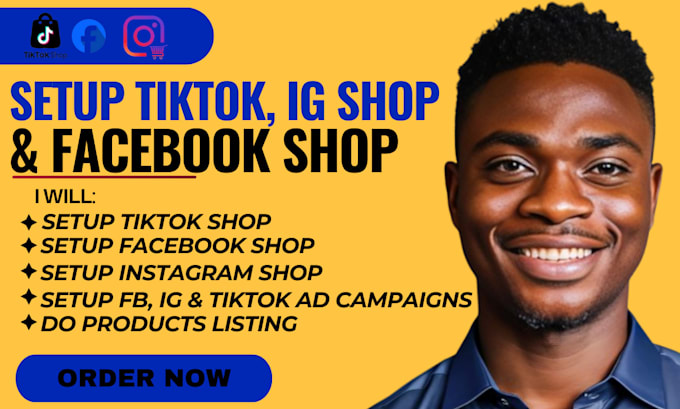 Gig Preview - Setup tiktok shop affiliate marketing,fb shop,instagram shop,or tiktok ad, fb ad