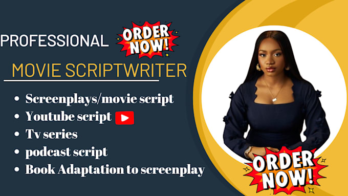 Gig Preview - Ghostwrite your movie script screenplay movie script writer youtube script