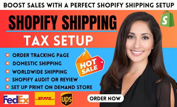 Gig Preview - Setup shopify shipping profile zone, tax for domestic and international store