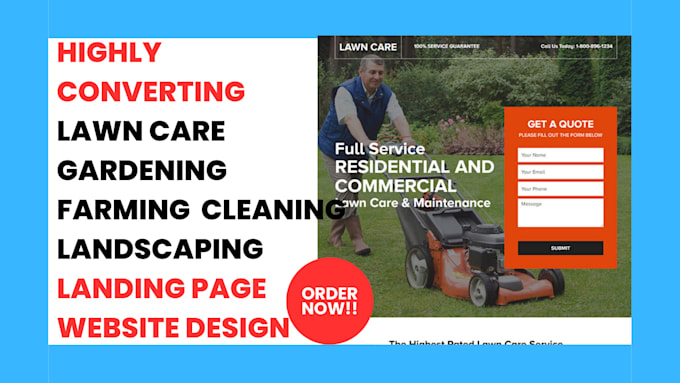 Gig Preview - Design lawncare gardening farming  cleaning landscaping website landing page