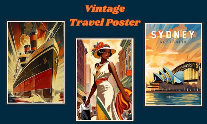 Gig Preview - Create modern travel poster vintage retro poster art deco travel poster design