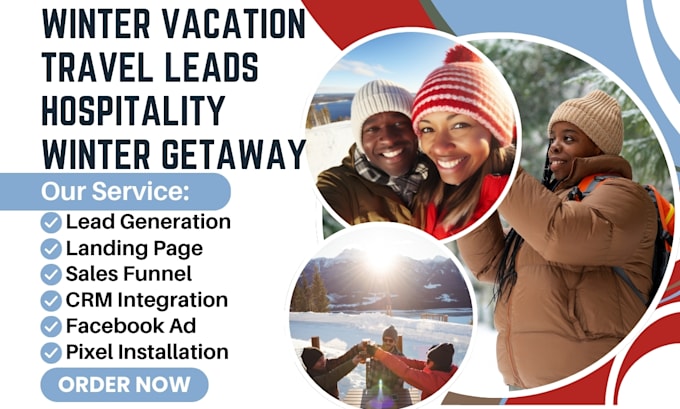 Gig Preview - Generate winter vacation leads travel and hospitality winter getaways leads