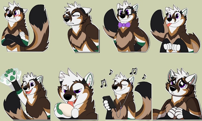 Gig Preview - Draw furry stickers telegram stickers discord animated fursona stickers for you