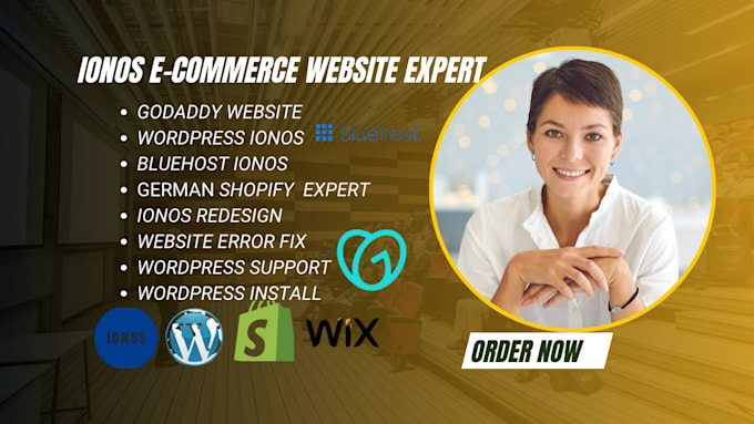 Gig Preview - Do ecommerce website on ionos wordpress wix godaddy hostinger shopify ionos