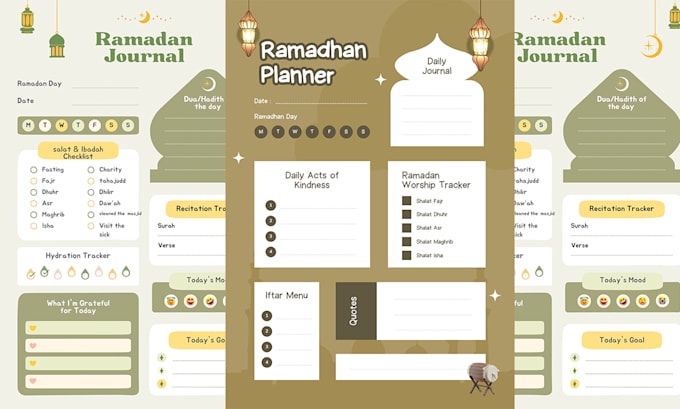 Gig Preview - Create a ramadan journal and  planner to  track prayer and quran recitation