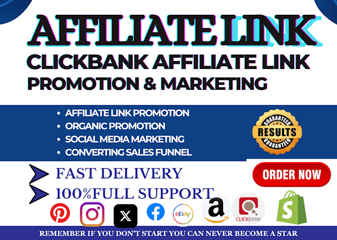 Gig Preview - Affiliate referral link promotion clickbank affiliate  link promotion, marketing