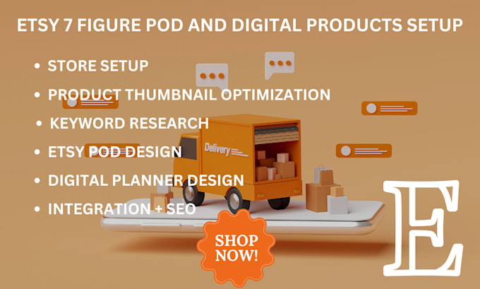 Gig Preview - Etsy shop setup add etsy pod digital product, optimize product listing for sales