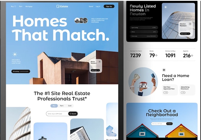 Gig Preview - Design high converting real estate landing page with idx mls and lead funnel