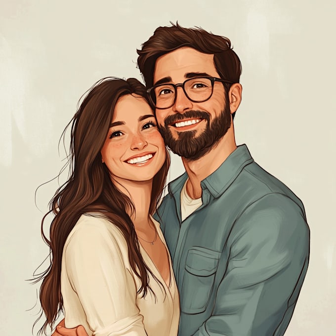 Gig Preview - Cute couple, family portrait illustration