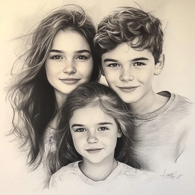 Gig Preview - Draw a beautiful professional family portrait drawing