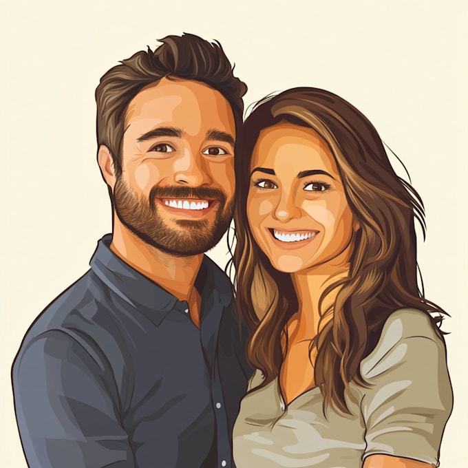 Gig Preview - Couple, group or family to cartoon vector portrait