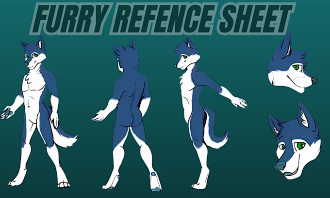 Bestseller - draw furry reference sheet fursona character design anime ref sheet nsfw furry