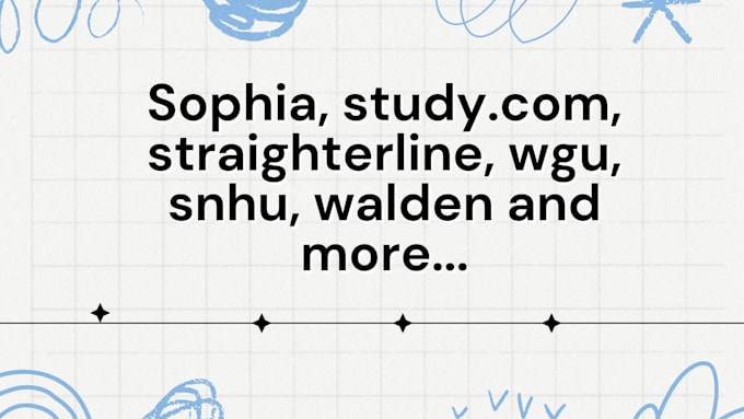 Gig Preview - Do sophia, straighterline, studycom, wgu snhu tasks