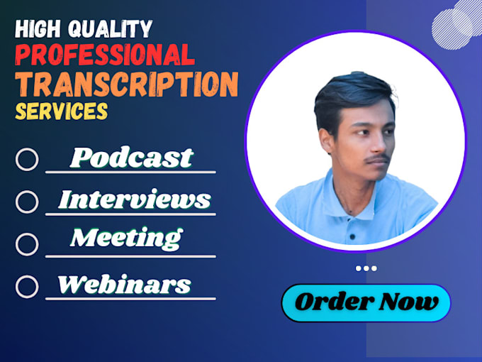 Gig Preview - Deliver transcription services for interviews, podcasts, and meetings