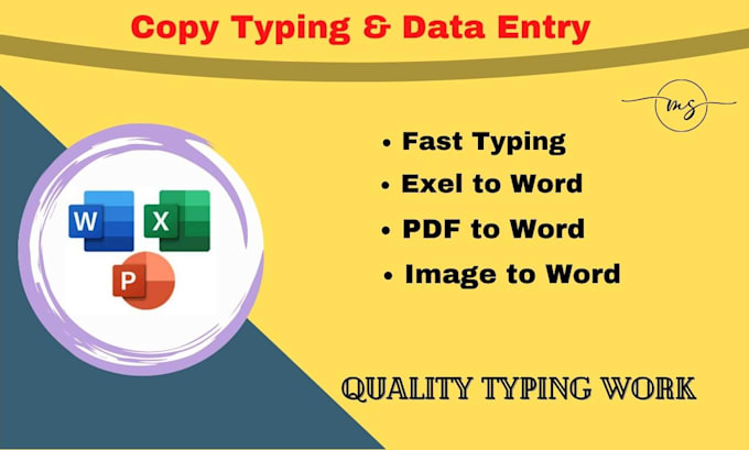 Gig Preview - Do data entry and copy typing in excel, word, and powerpoint