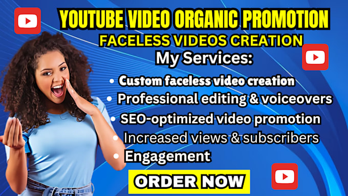 Gig Preview - Do faceless youtube video promotion or faceless video creation for your channel