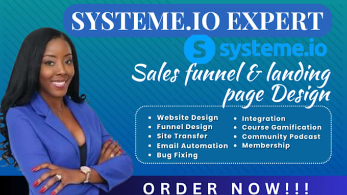 Gig Preview - Build systeme io sales funnel systeme io landing page click funnel