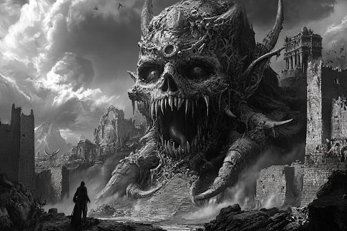 Bestseller - draw black and white dark horror fantasy art